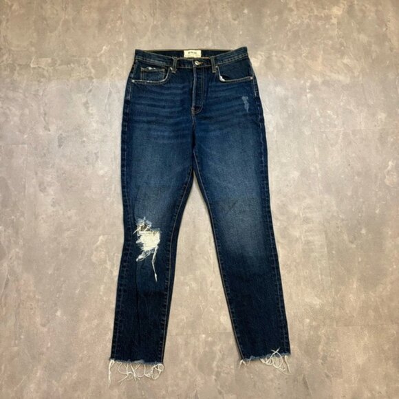 FREE PEOPLE We The Free Stella Distressed Raw Hem Skinny Jeans Size 30 - Picture 2 of 9